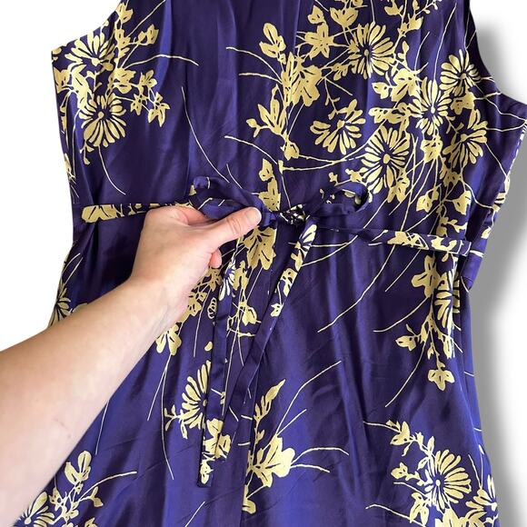 Jonathan Martin Studio 100% Silk Purple Gold Floral Embroidered Midi Dress Sz 8 - Picture 7 of 11